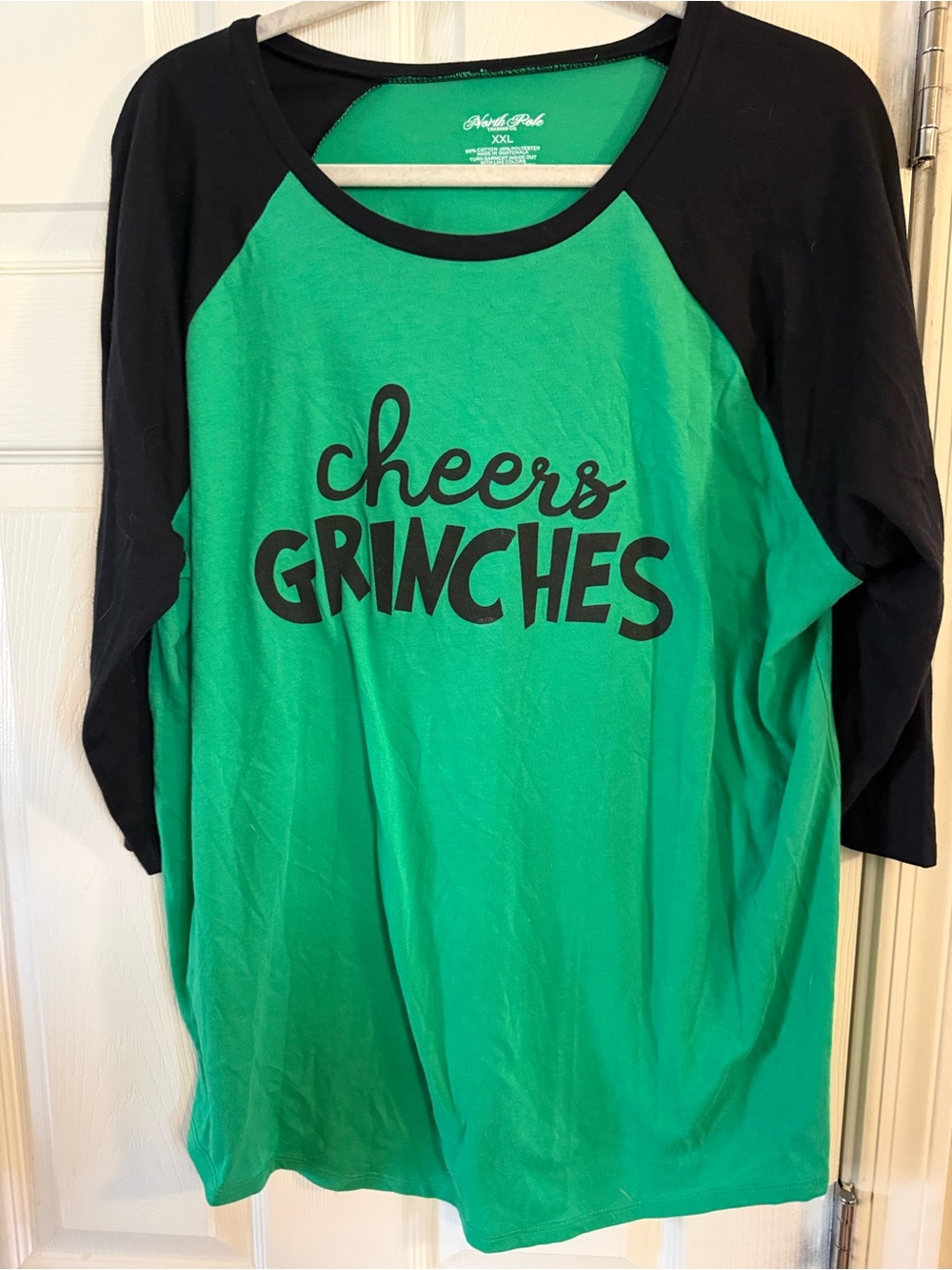 Cheers Grinches Green & Black Raglan Long Sleeve Tee